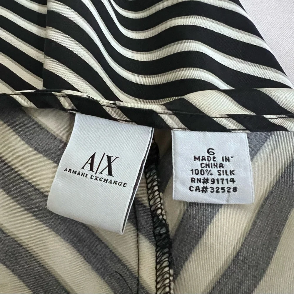 Armani Exchange Striped 100% Silk Dress Size 6 - Picture 9 of 9